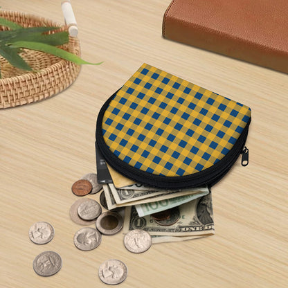 Blue And Yellow Buffalo Check Print Coin Purse