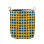 Blue And Yellow Buffalo Check Print Collapsible Laundry Basket