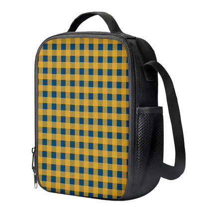 Blue And Yellow Buffalo Check Print Crossbody Lunch Bag
