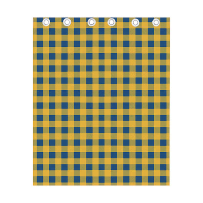 Blue And Yellow Buffalo Check Print Curtain