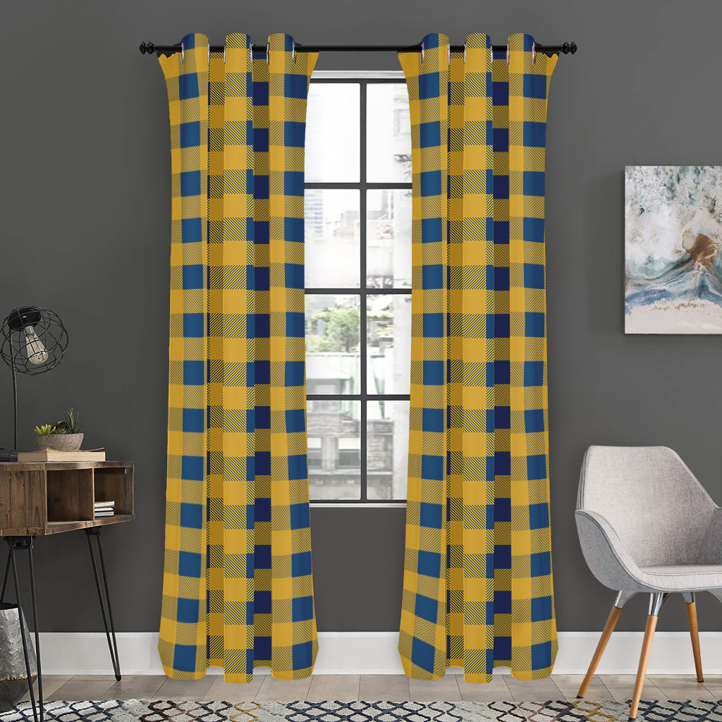 Blue And Yellow Buffalo Check Print Curtain