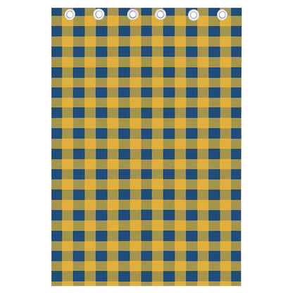 Blue And Yellow Buffalo Check Print Curtain