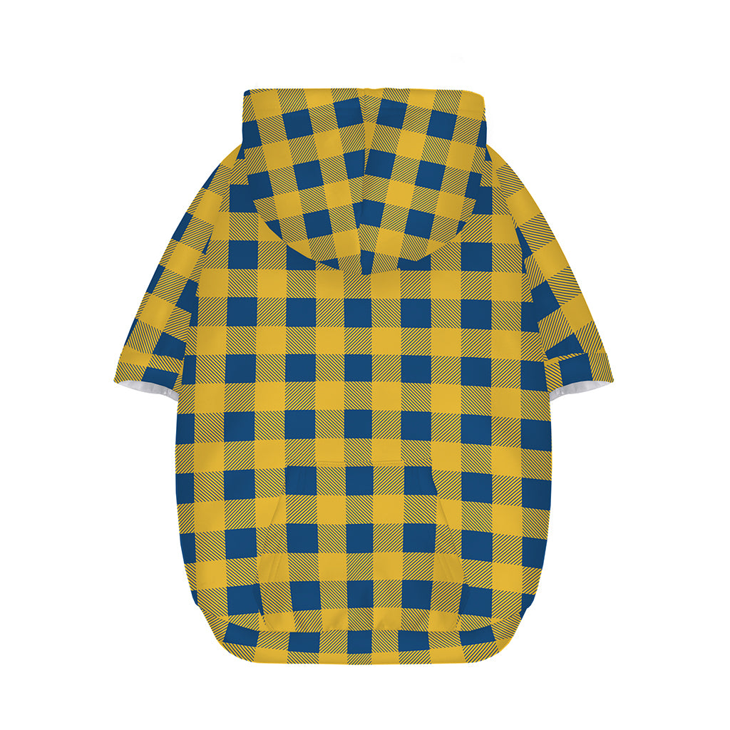 Blue And Yellow Buffalo Check Print Dog Zip Up Hoodie