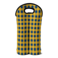 Blue And Yellow Buffalo Check Print Double Neoprene Wine Tote
