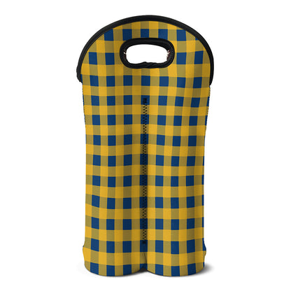 Blue And Yellow Buffalo Check Print Double Neoprene Wine Tote