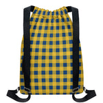 Blue And Yellow Buffalo Check Print Drawstring Backpack