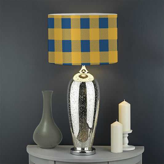 Blue And Yellow Buffalo Check Print Drum Lamp Shade