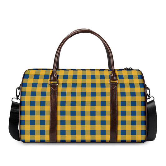 Blue And Yellow Buffalo Check Print Duffle Bag