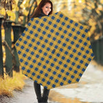Blue And Yellow Buffalo Check Print Foldable Umbrella