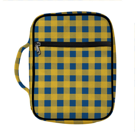 Blue And Yellow Buffalo Check Print Front Pocket Bible Bag