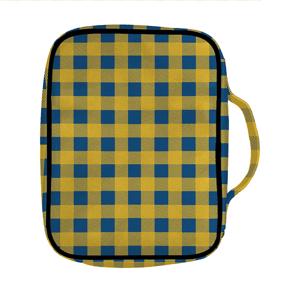 Blue And Yellow Buffalo Check Print Front Pocket Bible Bag