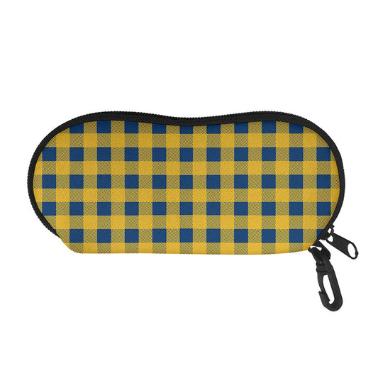 Blue And Yellow Buffalo Check Print Glasses Case