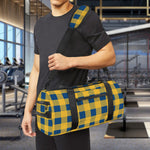 Blue And Yellow Buffalo Check Print Gym Bag
