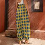 Blue And Yellow Buffalo Check Print Harem Pants