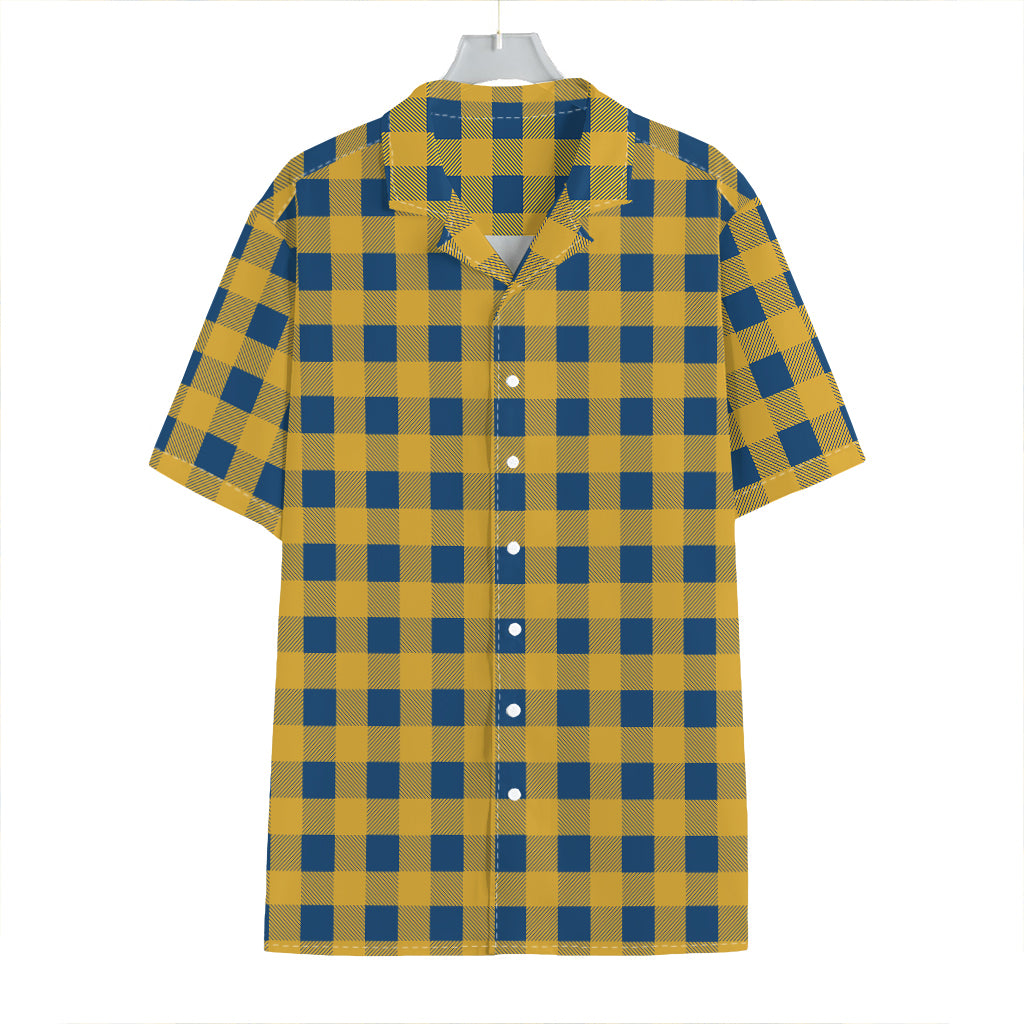 Blue And Yellow Buffalo Check Print Hawaiian Shirt