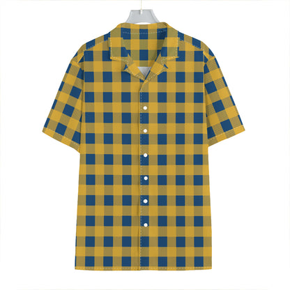 Blue And Yellow Buffalo Check Print Hawaiian Shirt