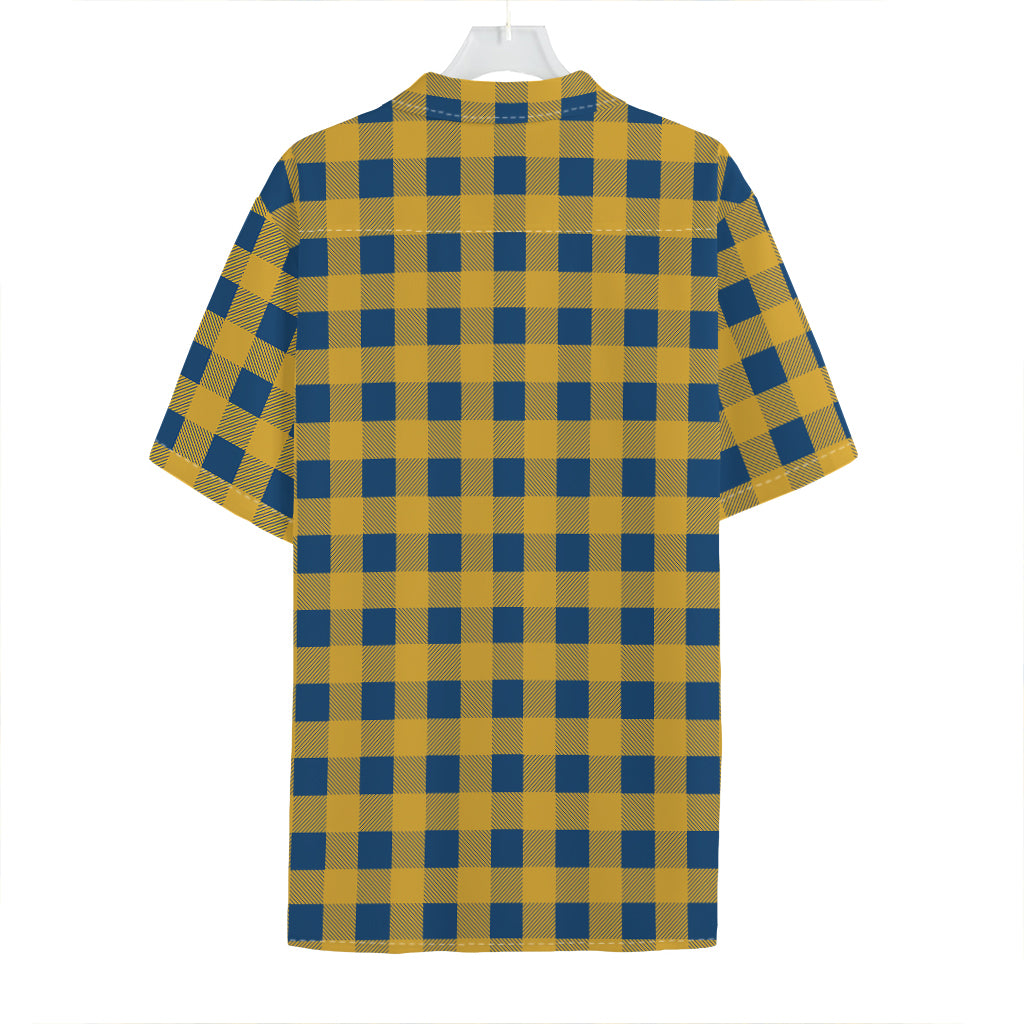 Blue And Yellow Buffalo Check Print Hawaiian Shirt