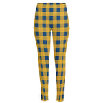 Blue And Yellow Buffalo Check Print High-Waisted Pocket Leggings
