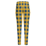 Blue And Yellow Buffalo Check Print High-Waisted Pocket Leggings