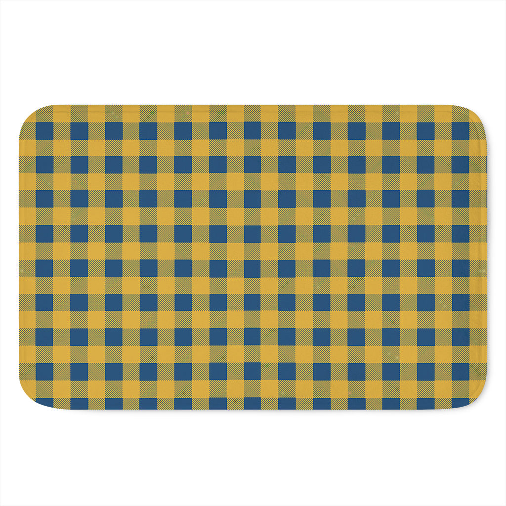 Blue And Yellow Buffalo Check Print Indoor Door Mat