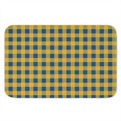 Blue And Yellow Buffalo Check Print Indoor Door Mat