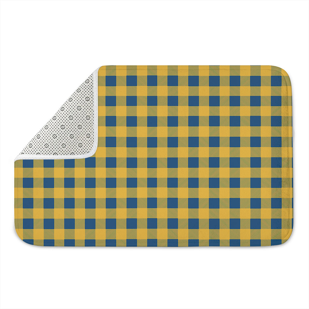 Blue And Yellow Buffalo Check Print Indoor Door Mat