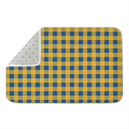 Blue And Yellow Buffalo Check Print Indoor Door Mat