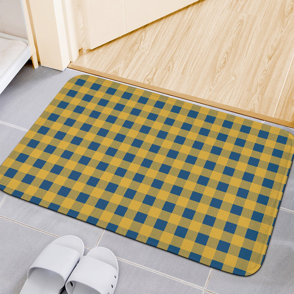 Blue And Yellow Buffalo Check Print Indoor Door Mat