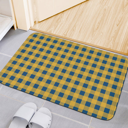 Blue And Yellow Buffalo Check Print Indoor Door Mat