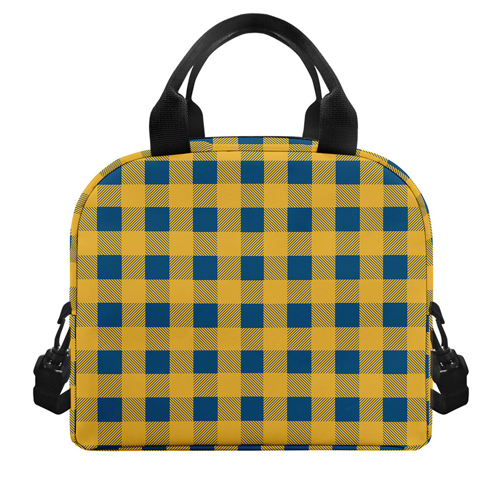 Blue And Yellow Buffalo Check Print Insulated Lunch Bag