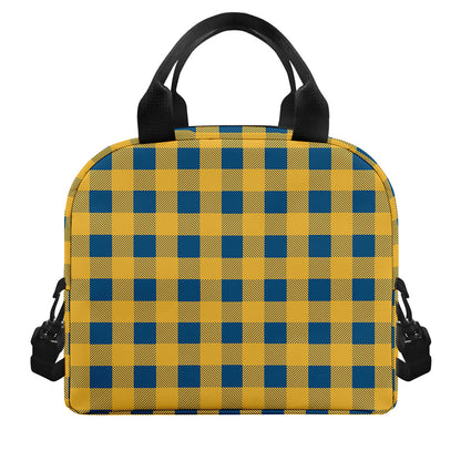 Blue And Yellow Buffalo Check Print Insulated Lunch Bag