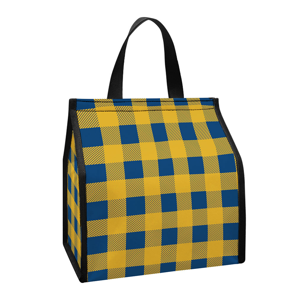 Blue And Yellow Buffalo Check Print Insulated Lunch Tote