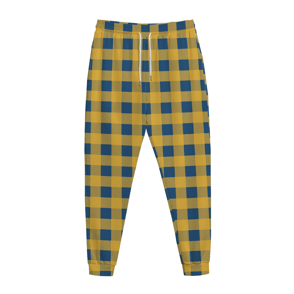 Blue And Yellow Buffalo Check Print Jogger Pants