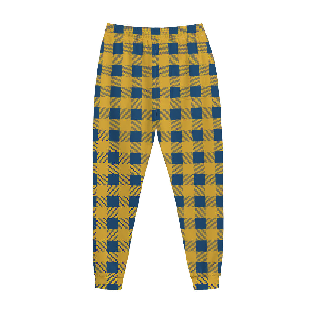 Blue And Yellow Buffalo Check Print Jogger Pants