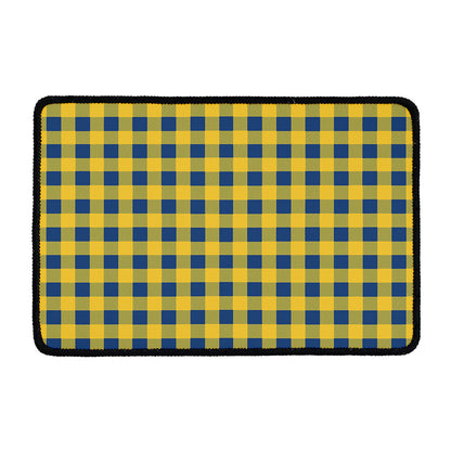 Blue And Yellow Buffalo Check Print Kitchen Mat