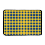 Blue And Yellow Buffalo Check Print Kitchen Mat