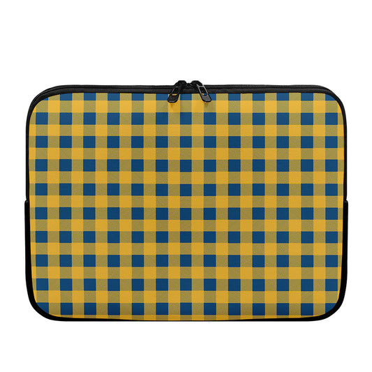 Blue And Yellow Buffalo Check Print Laptop Sleeve
