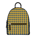 Blue And Yellow Buffalo Check Print Leather Backpack