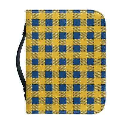 Blue And Yellow Buffalo Check Print Leather Bible Cover