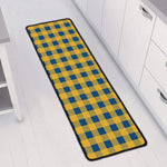 Blue And Yellow Buffalo Check Print Long Kitchen Mat