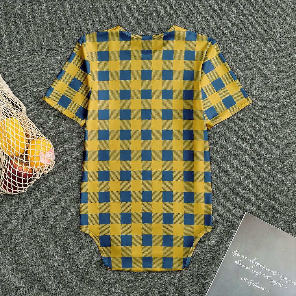 Blue And Yellow Buffalo Check Print Men's Bodysuit