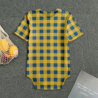 Blue And Yellow Buffalo Check Print Men's Bodysuit