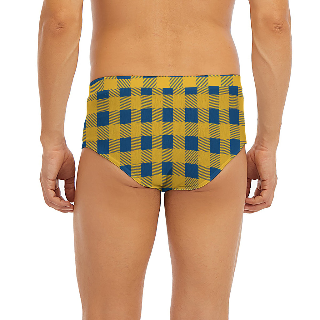 Blue And Yellow Buffalo Check Print Men's Briefs