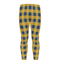 Blue And Yellow Buffalo Check Print Men's Leggings