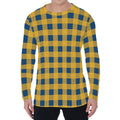 Blue And Yellow Buffalo Check Print Men's Long Sleeve T-Shirt