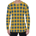 Blue And Yellow Buffalo Check Print Men's Long Sleeve T-Shirt