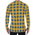 Blue And Yellow Buffalo Check Print Men's Long Sleeve T-Shirt
