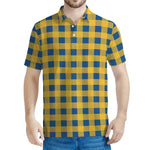 Blue And Yellow Buffalo Check Print Men's Polo Shirt