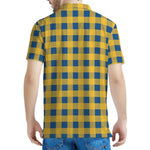 Blue And Yellow Buffalo Check Print Men's Polo Shirt
