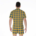 Blue And Yellow Buffalo Check Print Men's Rompers
